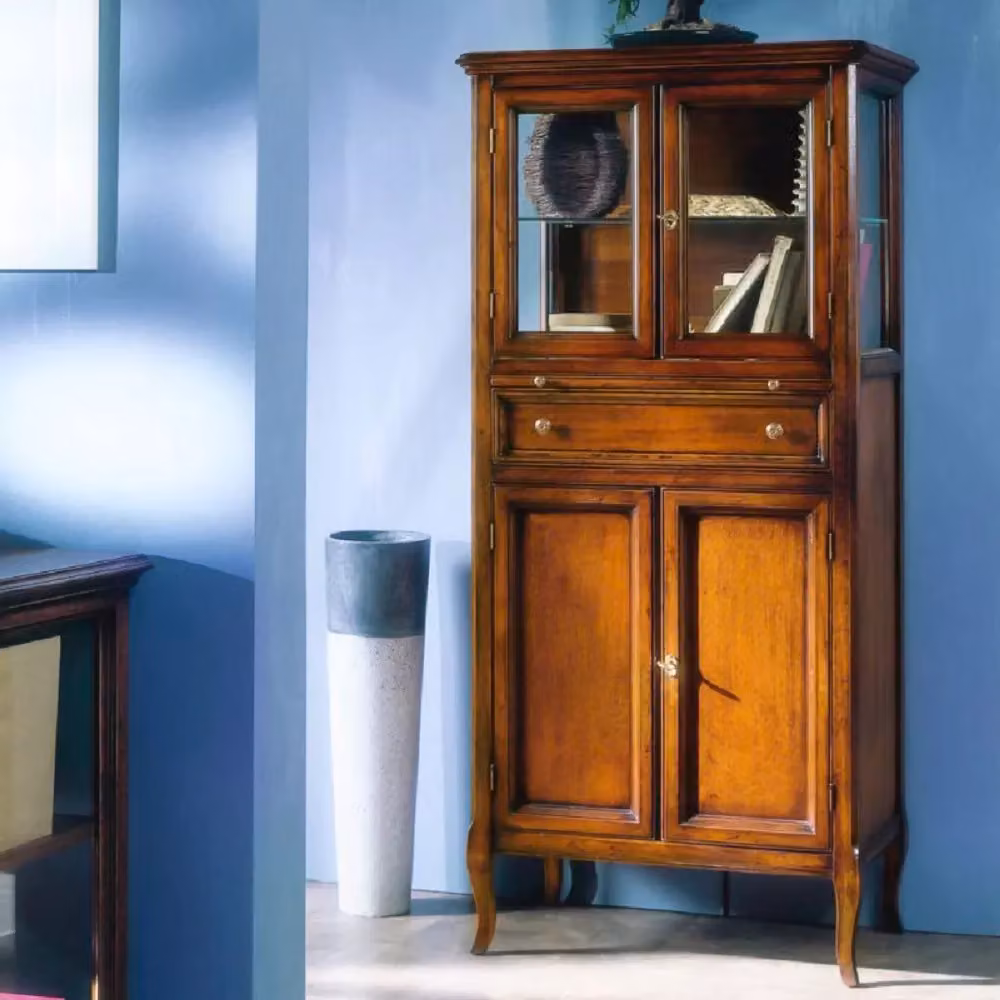 Mobile bar bottigliera classico in legno finitura bassano Mobili 2G L: 70 cm, P: 43 cm, H: 150 cm – 3