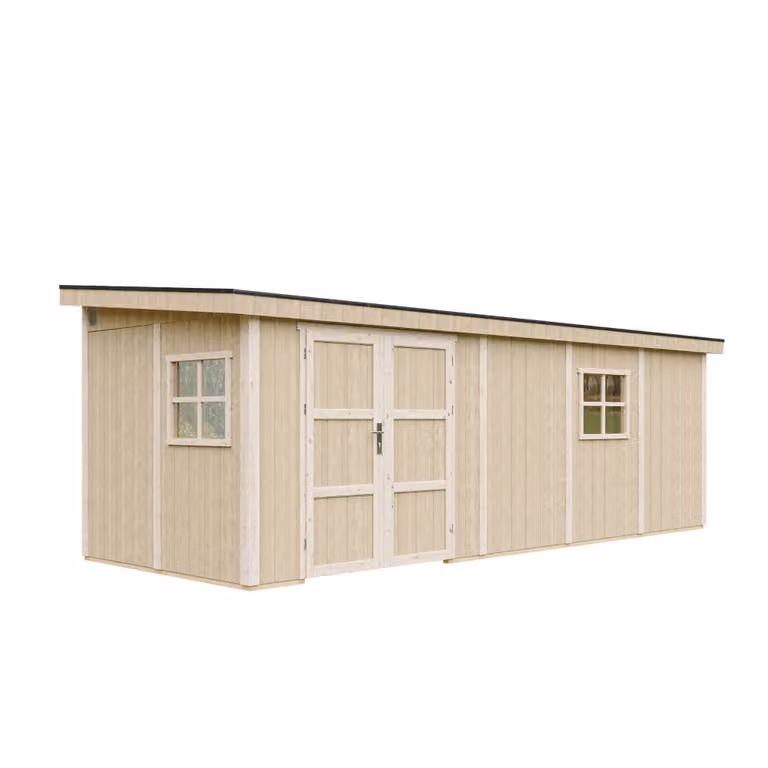 Casetta da giardino 14,3 m² - H231x248x648 cm - Senza pavimento e parete laterale - Timbela M941B
