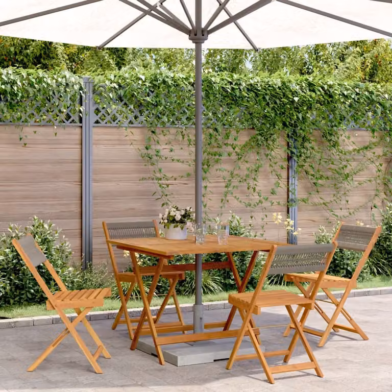 Maison Exclusive - Set da pranzo da giardino 5 pezzi in polipropilene e legno massello, grigio