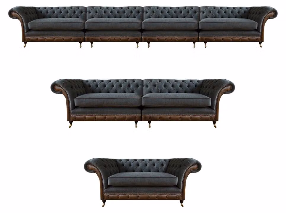 Designer Chesterfield Couchgarnitur Moderne Textilsofas Sitzmöbel 3 tlg