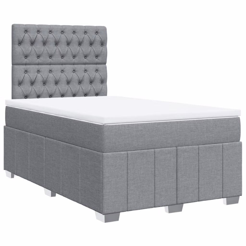 Giroletto a Molle con Materasso Grigio Chiaro 120x190cm Tessuto