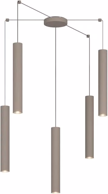 Lampadario Industrial-Minimal Xeana Metallo Marrone 5 Luci Gu10