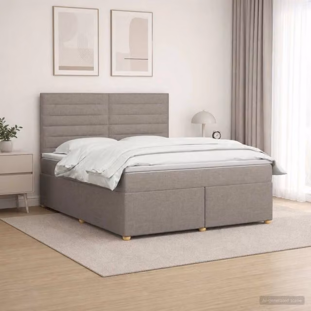 Letto box spring ibrido vidaXL con materasso a molle insacchettate e base contenitore, colore grigio o beige, L/P: 160 x 200 cm