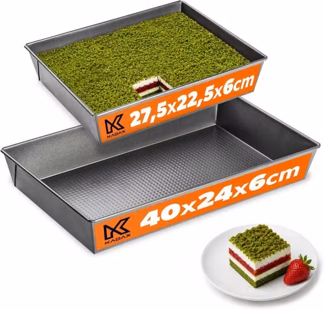 Set di 2 teglie rettangolari antiaderenti per torte KADAX