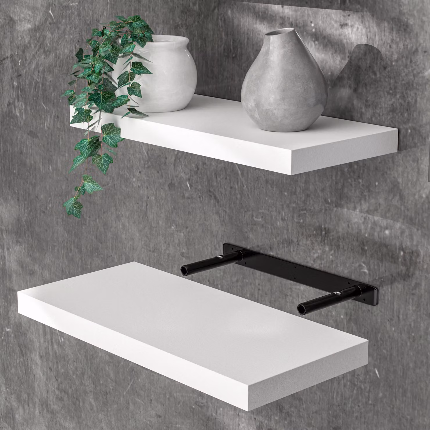 Set di 3 scaffali galleggianti a parete Casaria® in MDF bianco opaco, L: 50 cm – 2