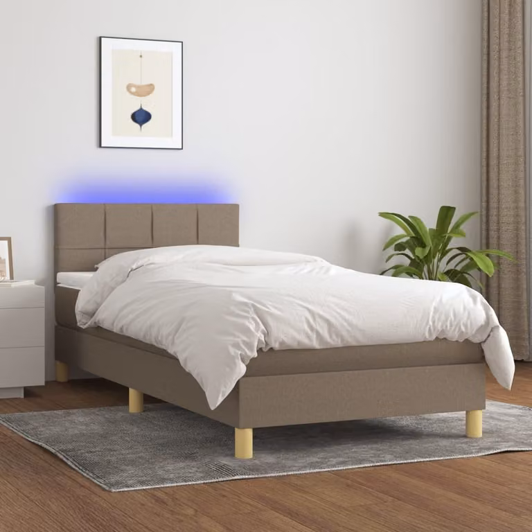 Maison Exclusive - Letto a Molle con Materasso e LED Tortora 80x200 cm in Tessuto