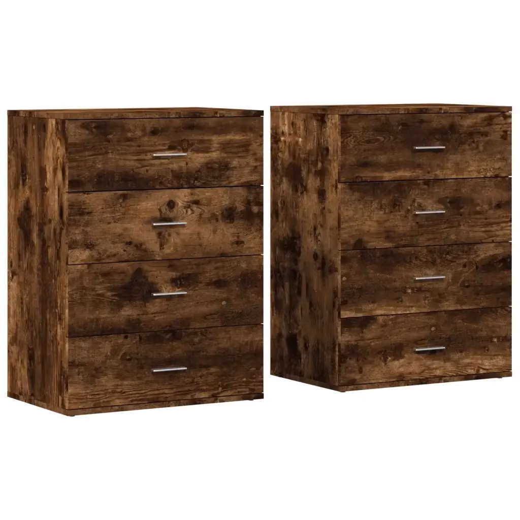 Set di 2 credenze moderne vidaXL in legno multistrato e MDF color rovere fumo L: 60 cm, P: 39 cm, H: 80 cm – 2