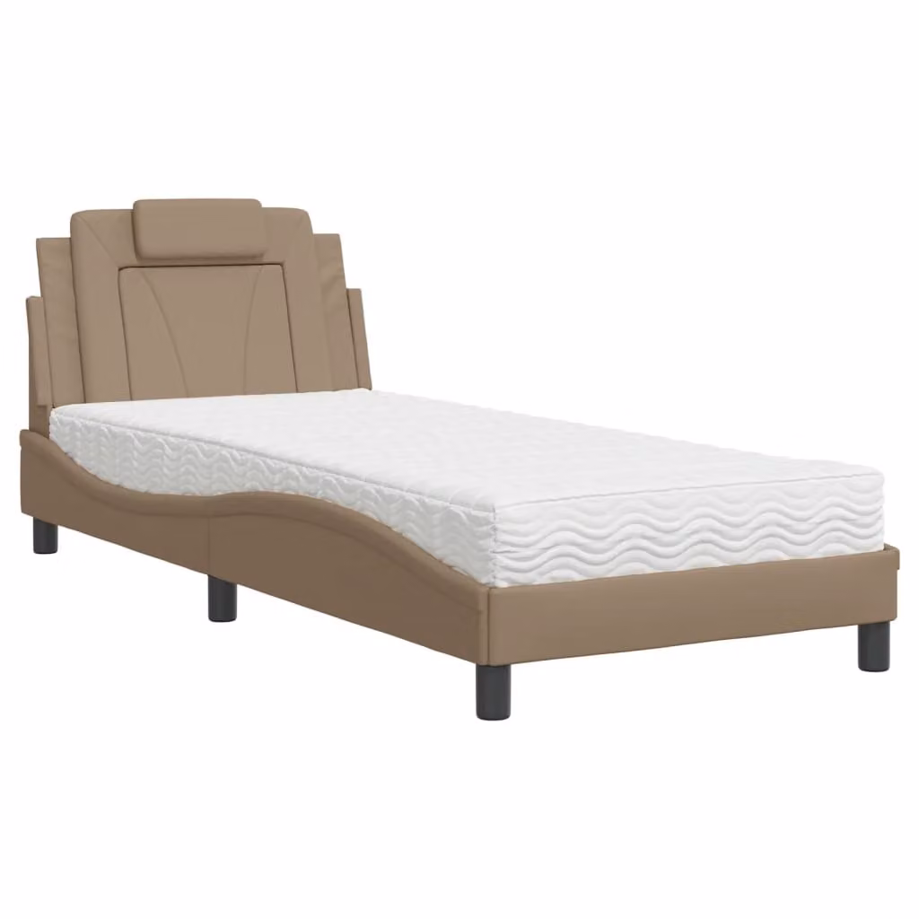 Letto Viana con Materasso Cappuccino 90x190 cm Pelle finta