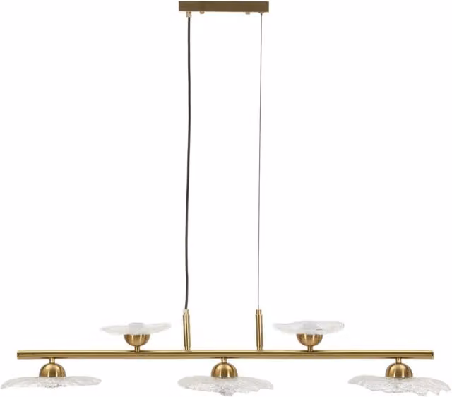 Lampadario EMILY in metallo dorato e vetro trasparente