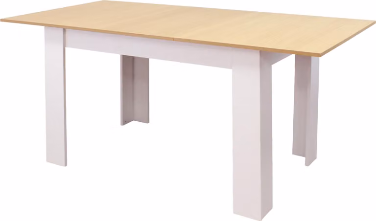 Milani Home - tavolo da pranzo allungabile 120/160 x 80 x 75 cm, bianco, truciolare
