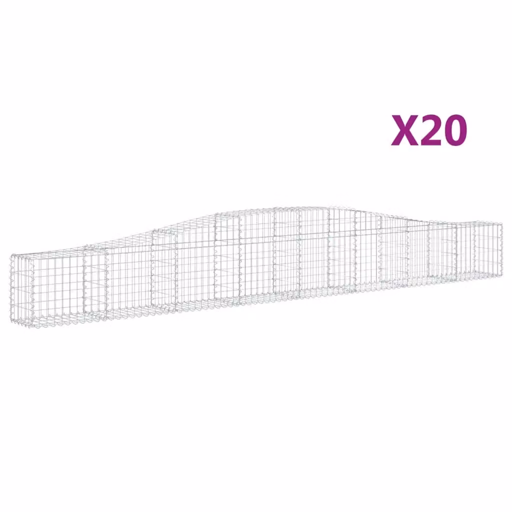 Set di 20 Cesti Gabbioni ad Arco Videx in Acciaio Zincato Argento L: 400 cm, P: 30 cm, H: 40/60 cm – 2