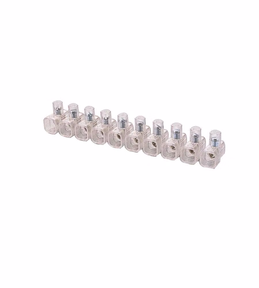 Set di 10 morsetti elettrici unipolari Poly Pool trasparenti per cavi da 4 mm