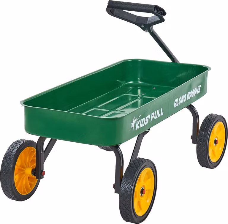 SucceBuy carretto per bambini dai 18 mesi, 1010x480x360 mm, carrello di trasporto con capacità di carico fino a 80 kg, carretto con maniglia, perfetto per il giardinaggio, la spiaggia e il campeggio, verde