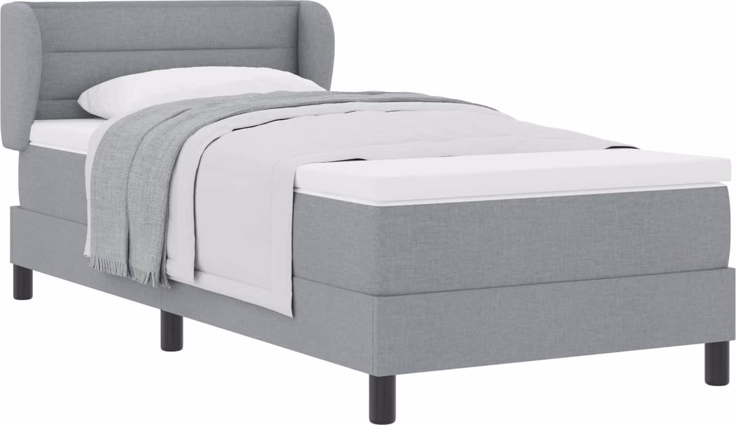 vidaXL Letto a molle con testiera grigio chiaro 90 x 190 cm in tessuto
