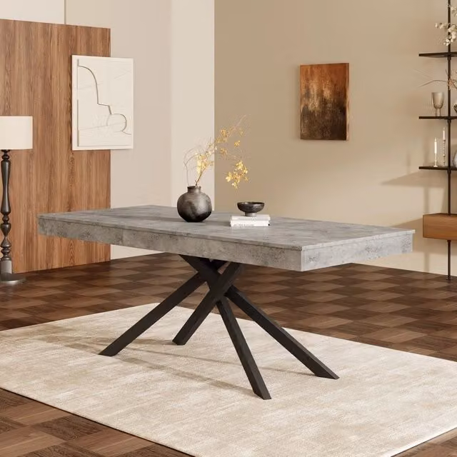 Tavolo da pranzo allungabile ¨C Minimal ¨C grigio 140/180x80cm telaio metallo per 6-8 persone