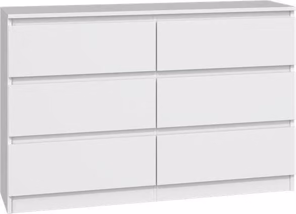 Comò moderno MALWA M6 6 cassetti – Design slanciato | Colore: bianco opaco | Dimensioni: 120x75x30 cm