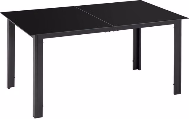 Tavolo da giardino rettangolare estensibile Giordanoshop in alluminio nero opaco con piano in vetro
