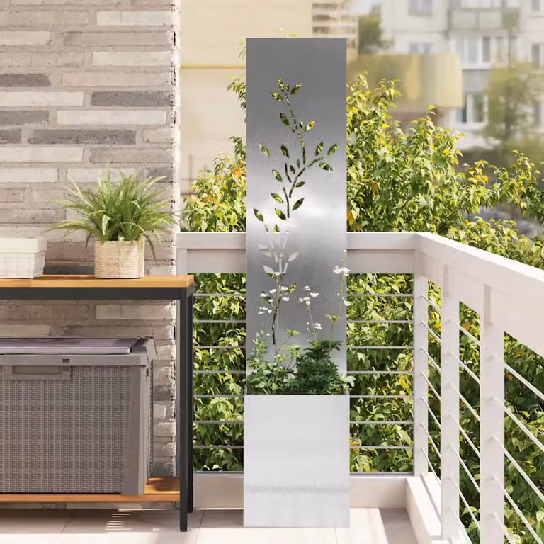 Paravent per privacy in giardino vidaXL in acciaio inossidabile, Argento, L/P/H: 32 x 32 x 150 cm