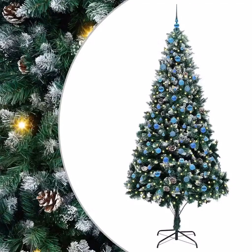 Albero di Natale artificiale verde vidaXL con 300 LED luce bianca calda, Altezza: 240 cm – 2