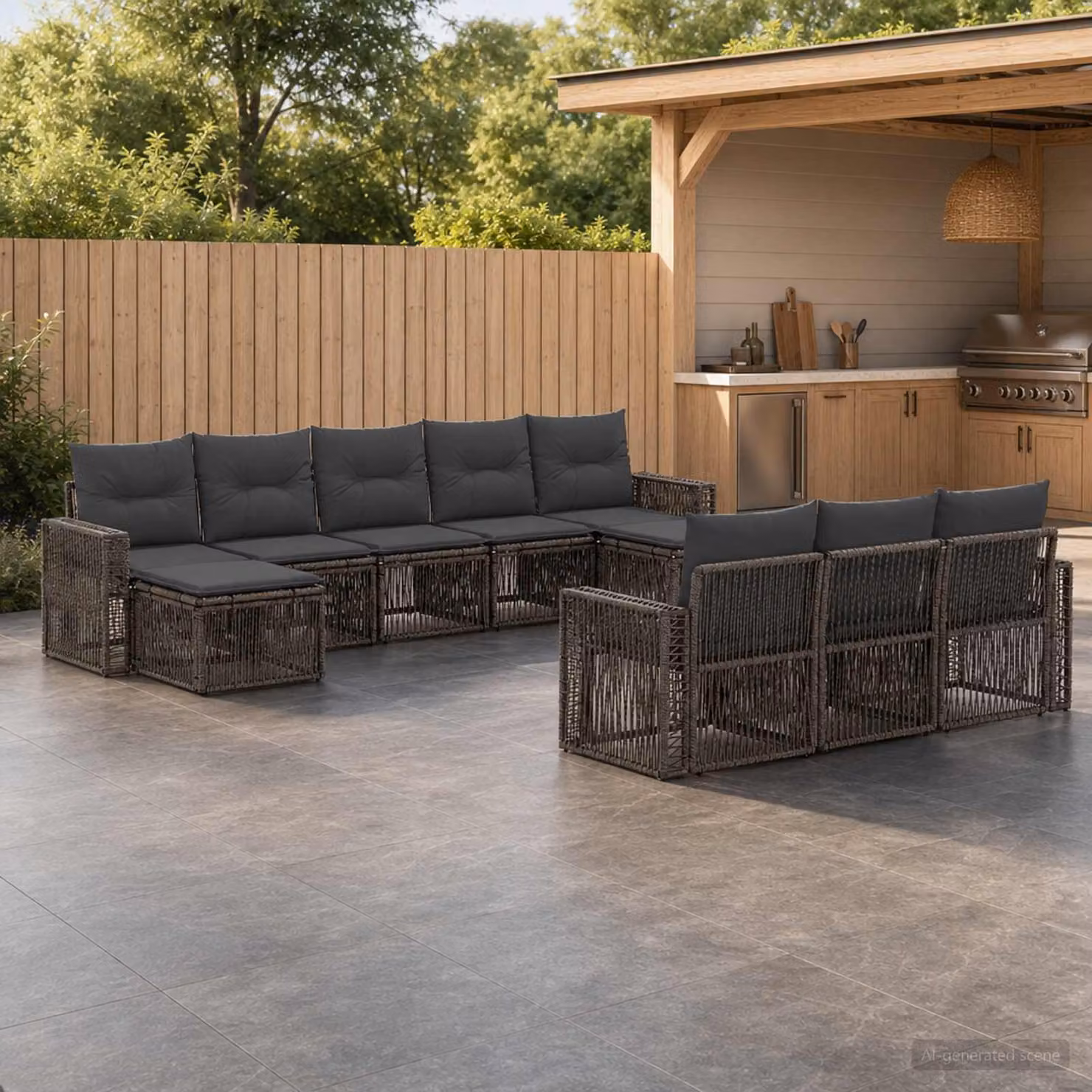 Set Divano da Giardino vidaXL 10 pz in Polyrattan Grigio e Antracite con Cuscini e Struttura in Acciaio