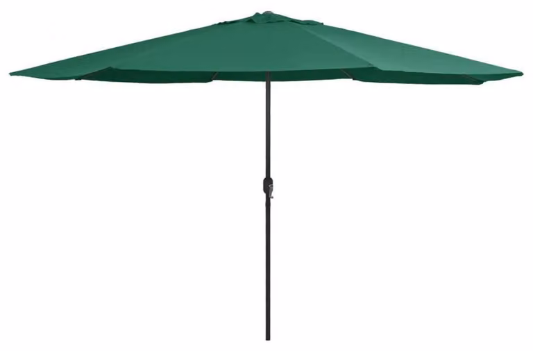 Ombrellone da giardino da 390 cm con manovella, protezione UV, ideale per terrazza, con palo in metallo, colore verde