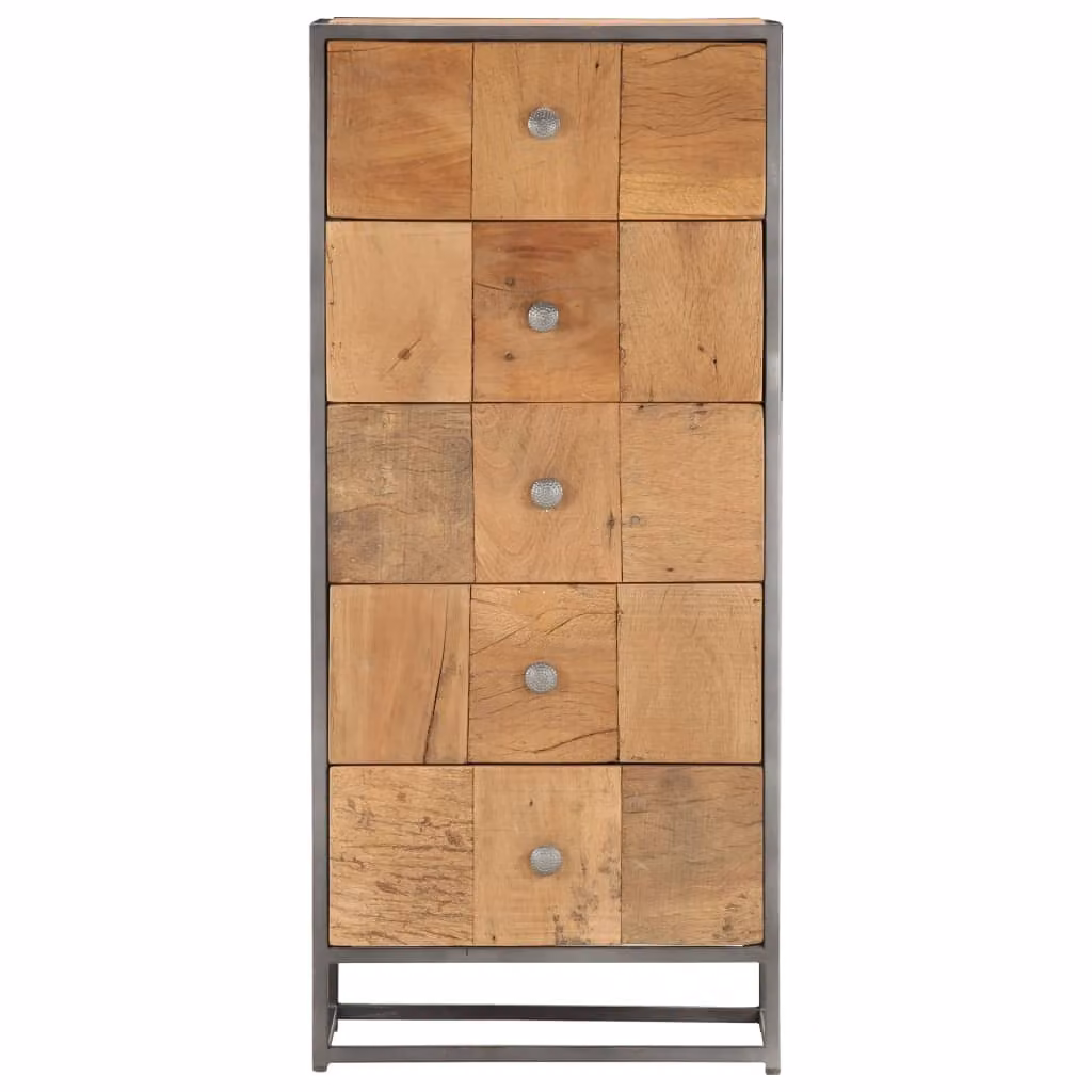 Cassettiera 45x30x100 cm in Legno Massello di Recupero