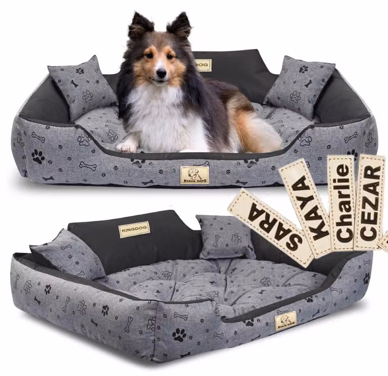 Letto per cani KINGDOG 100x75 cm personalizzato impermeabile osso nero