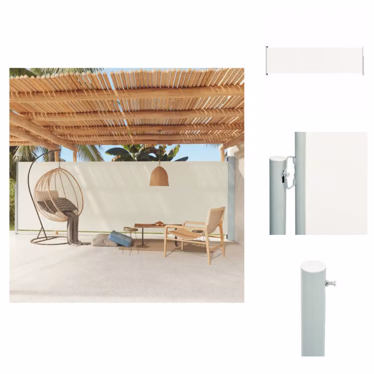 vidaXL Tenda laterale estensibile 180x600 cm Crema - Ombrelloni e tende da sole