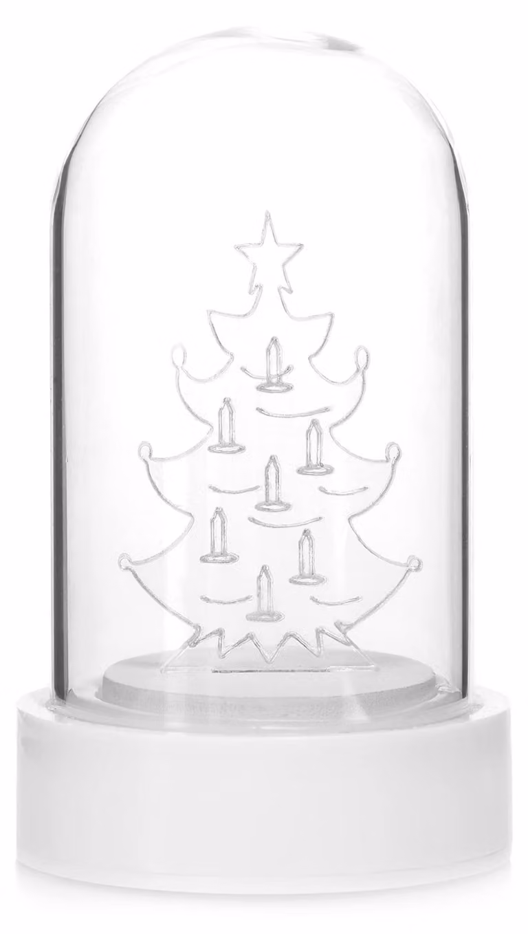 Albero decorativo a LED, luce bianco caldo, dimensioni 5,5 x 9 cm, ideale per la decorazione della tavola, completo di batterie