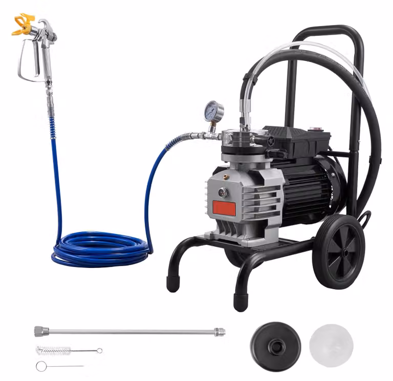 SucceBuy Spruzzatore a membrana airless 1800 W, spruzzatore portatile con pressione di 22,75 MPa, tubo flessibile ad alta pressione da 10 m, strumento di pulizia e spazzola, adatto per progetti di spruzzatura fai da te all'interno e all'esterno