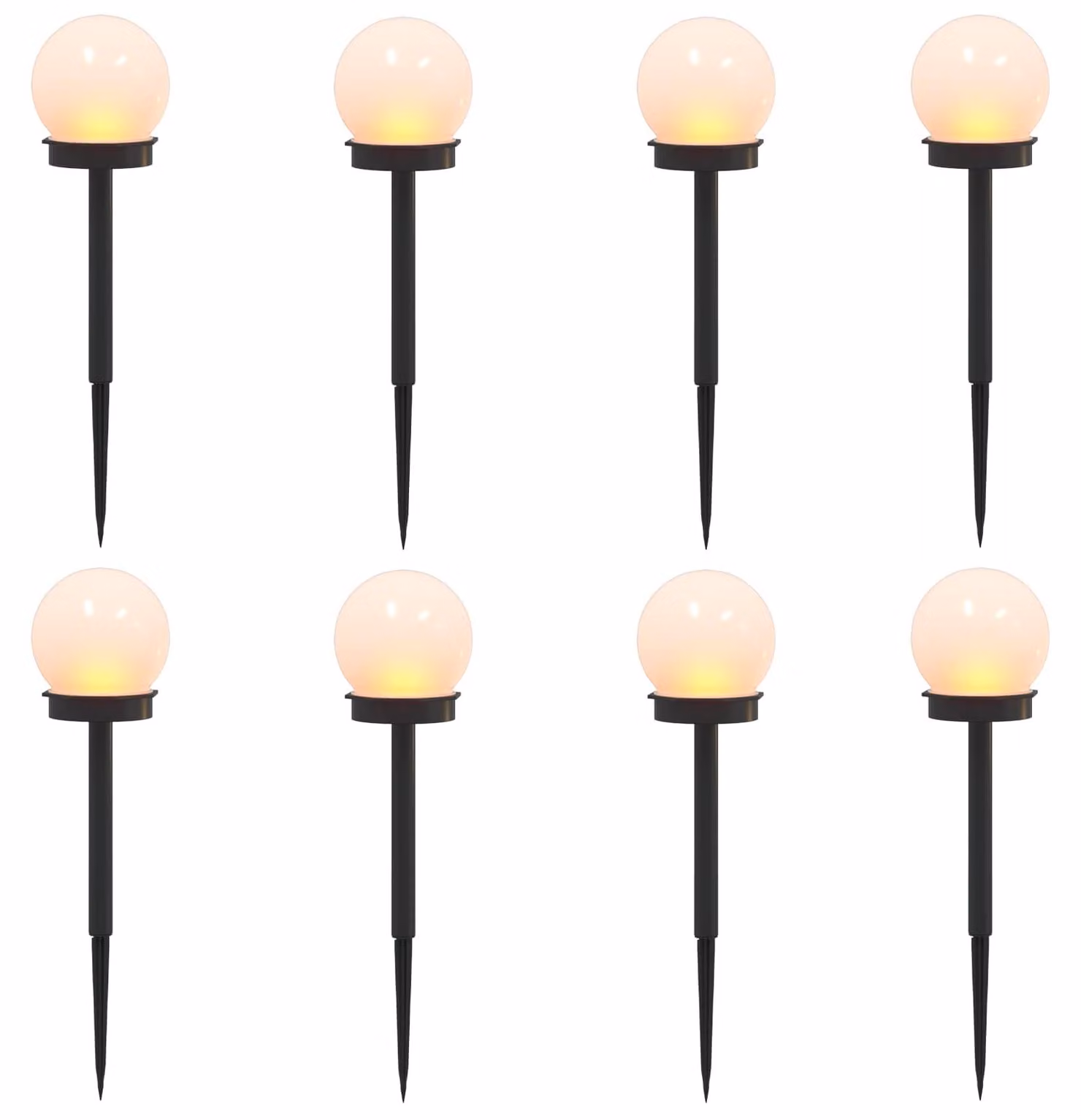 Luci solari da esterno con picchetto a terra, 8 pezzi, luce bianca calda, 38,5 cm, materiale: ABS