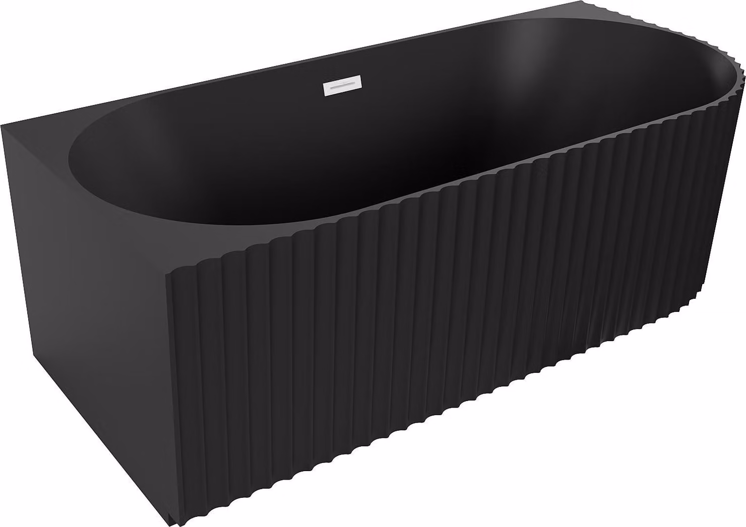 Mexen Gia vasca da bagno freestanding angolare scanalata sinistra 170 x 80 cm, nero opaco, troppopieno bianco - 52701708071L-20