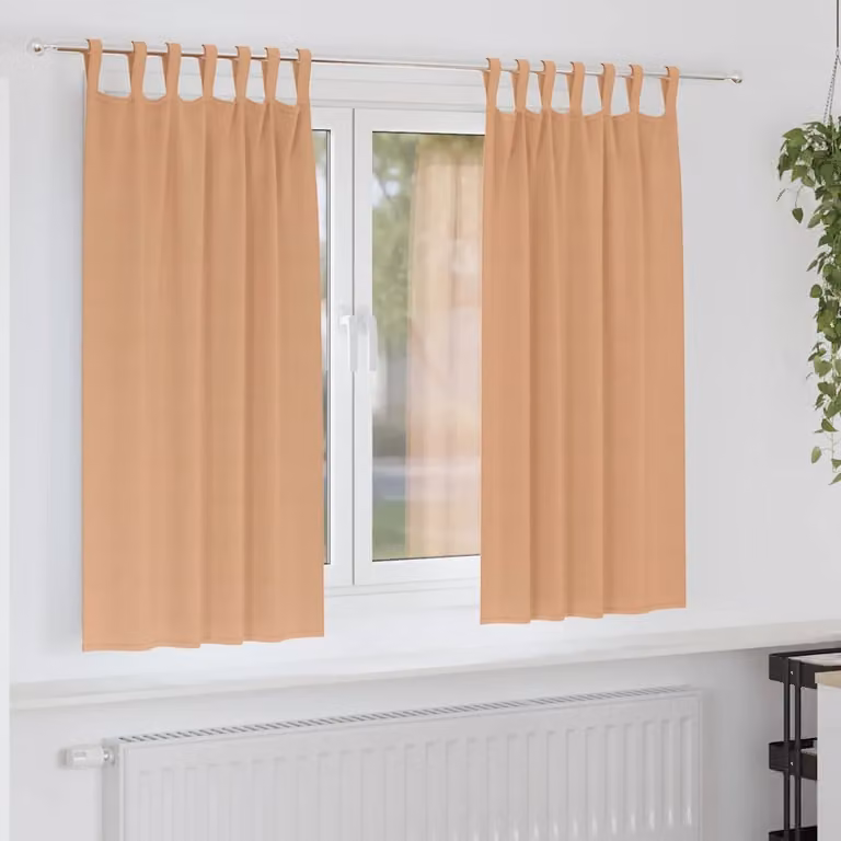 Set di 2 tende blackout vidaXL con anelli in poliestere, colore marrone chiaro, L: 140 cm x H: 175 cm