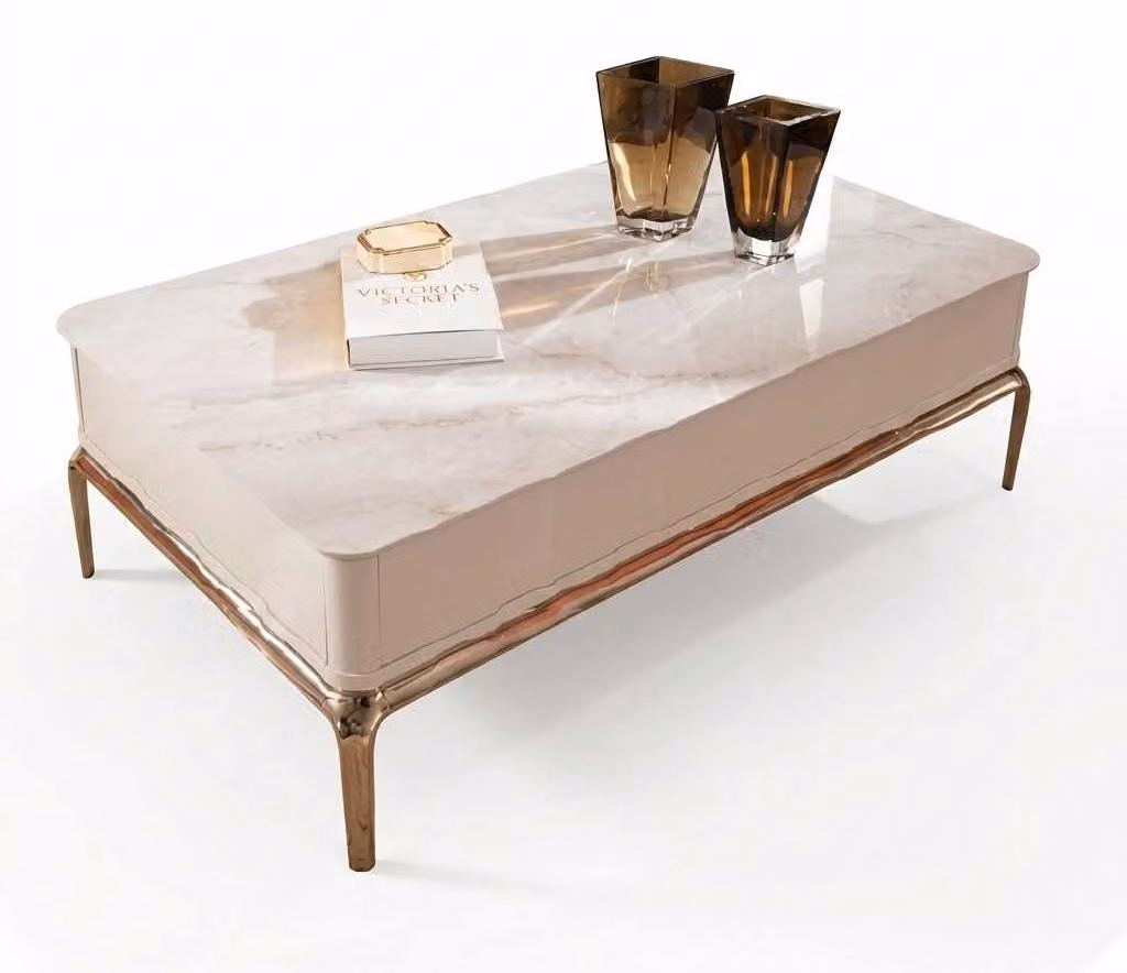 Tavolino da caffè beige, design moderno ed elegante, tavolino per il soggiorno, tavolino ausiliario