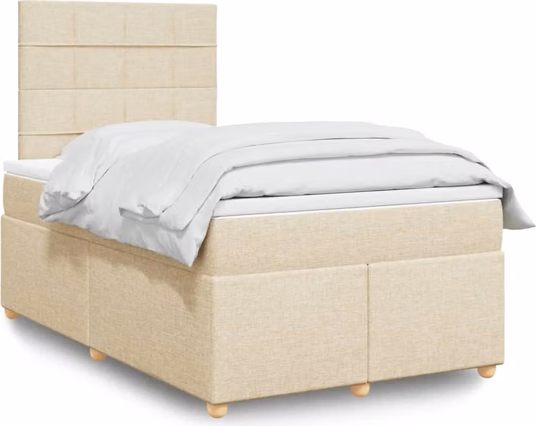 Maison Exclusive - Giroletto a Molle con Materasso Crema 120x200 cm in Tessuto