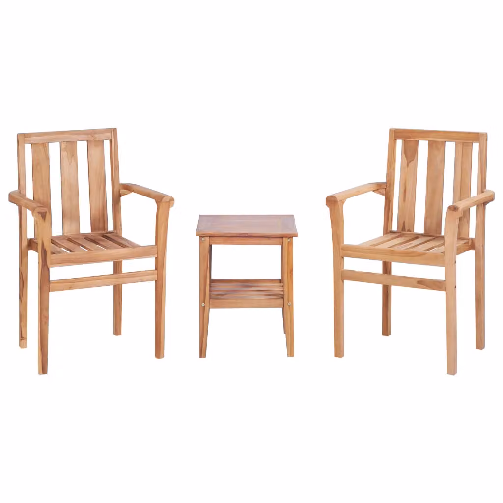 vidaXL set bistrot 3 pezzi Set da bistrot in legno massiccio teak