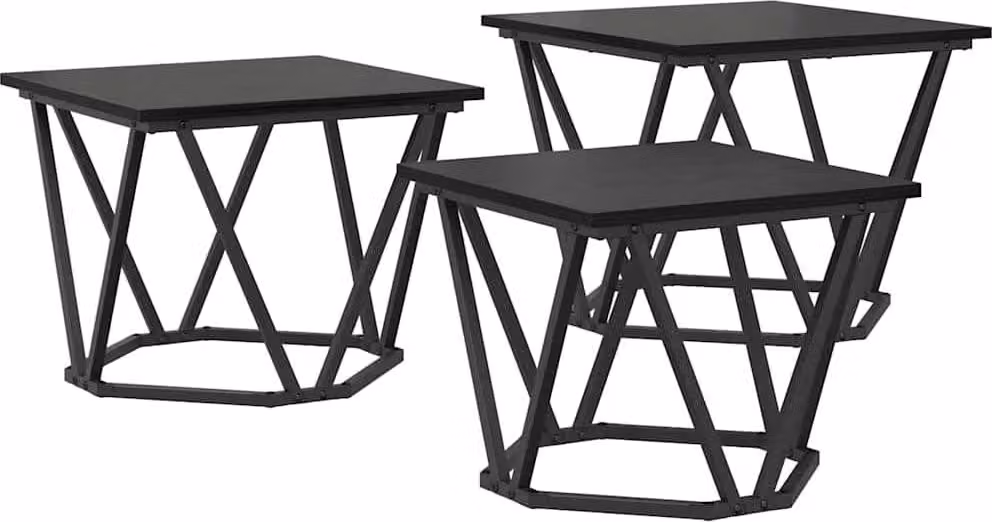 Tavolino da salotto 3 pcs Rovere Nero