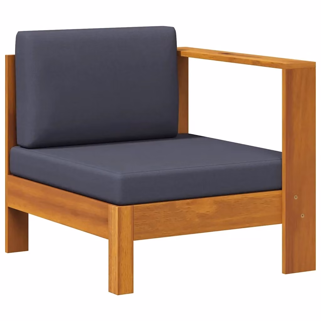 Divano centrale con un bracciolo vidaXL in legno di acacia oliato grigio per giardino – 2