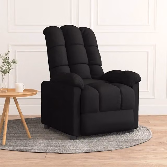 Poltrona Reclinabile Relax vidaXL in Tessuto Nero con Braccioli e Regolazione Manuale – 1