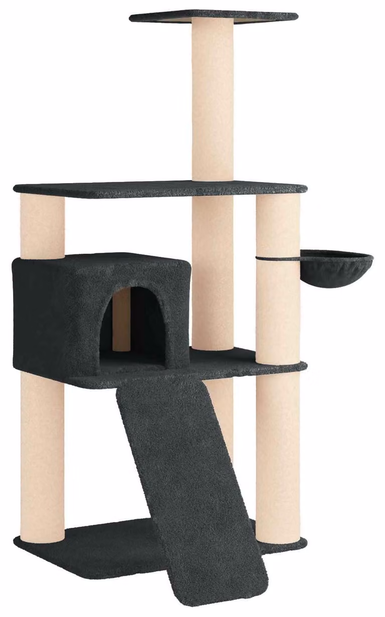 Albero per gatti con pali in sisal, colore grigio scuro, altezza 173 cm