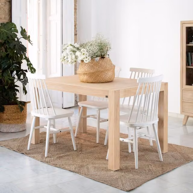 Tavolo da pranzo rettangolare allungabile Banak in legno colore naturale e beige