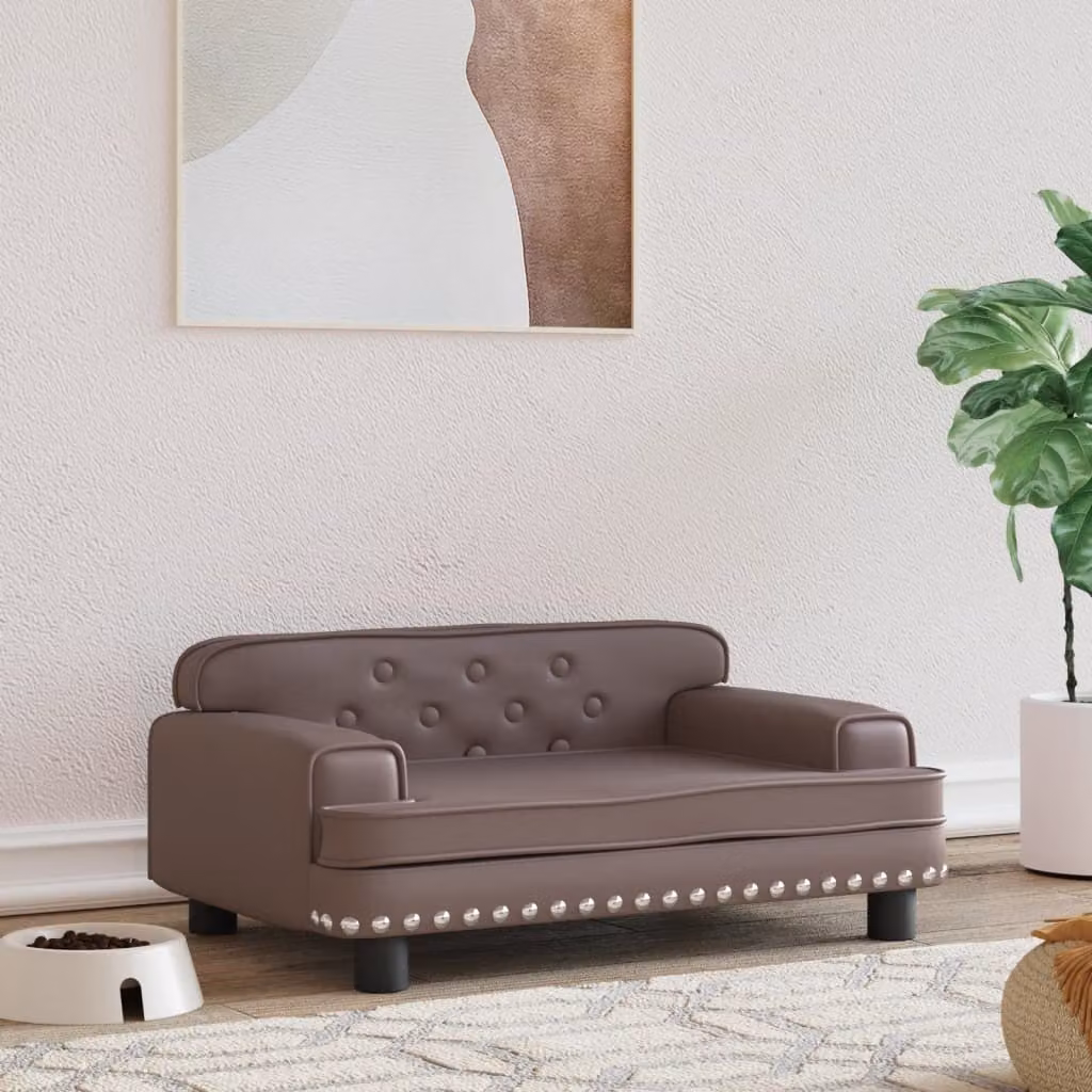 The Living Store Letto per cani marrone 70x45x30 cm in Pelle finta