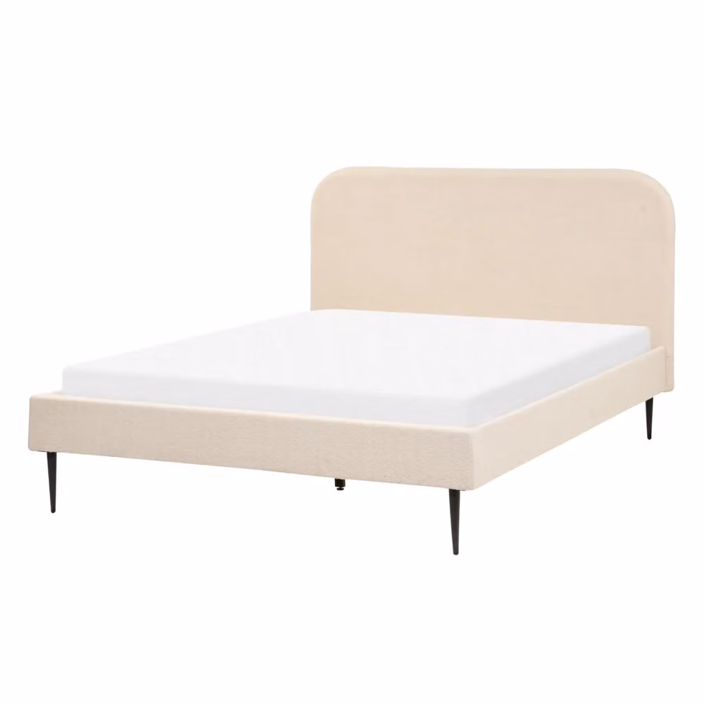 Letto matrimoniale BELIANI in tessuto bouclé beige con gambe dorate e rete a doghe L/P/H: 140 x 200 x 109 cm – 2