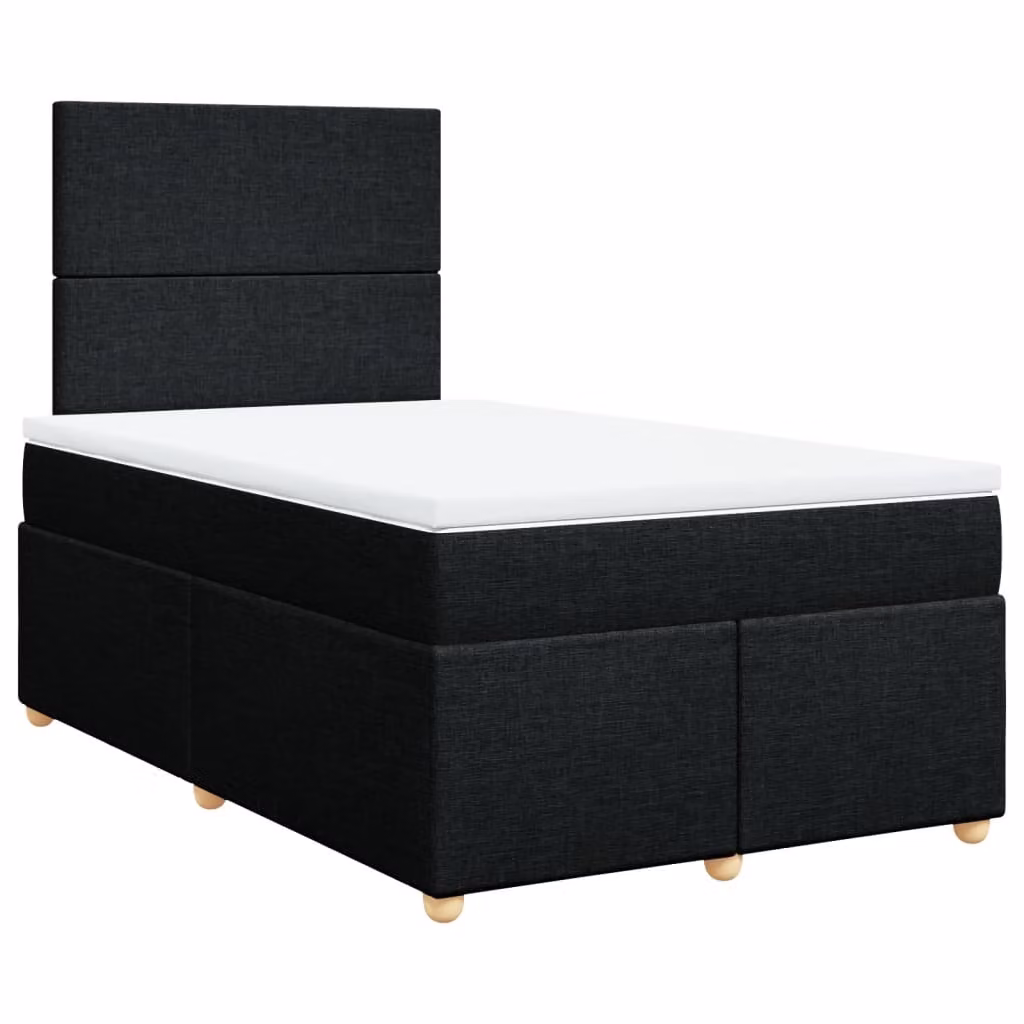 Giroletto a Molle con Materasso Nero 120x200 cm in Tessuto