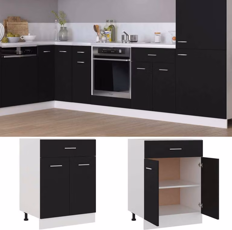 Armadio Inferiore con Cassetto “Lyon” Nero 60x46x81,5 cm