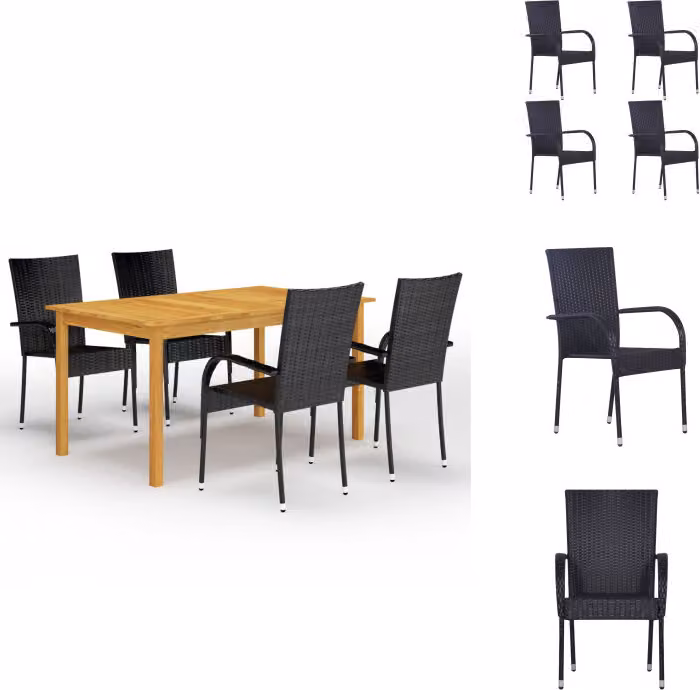 vidaXL Set da pranzo da giardino 5 pezzi nero - Set di mobili da giardino