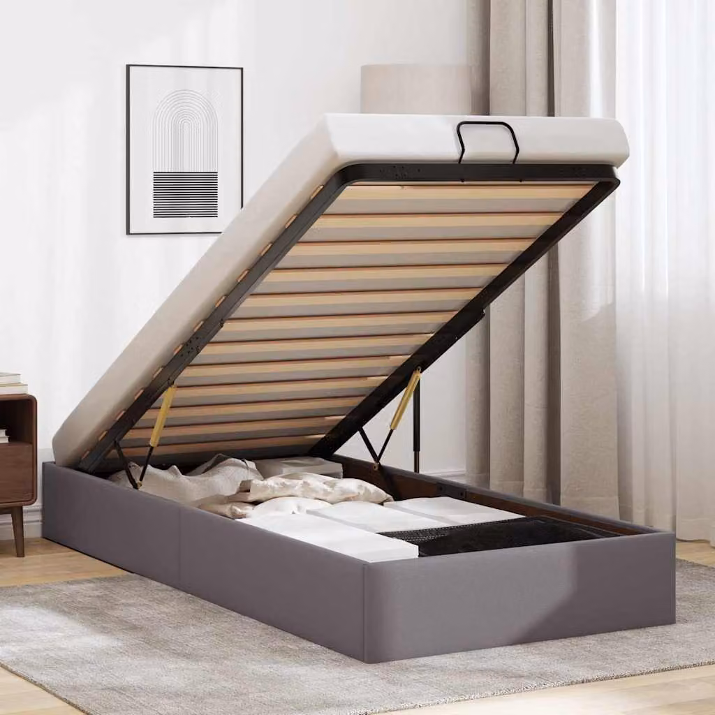 Struttura Letto con Contenitore a Sollevamento vidaXL in Similpelle Grigia L: 203 cm, P: 140 cm, H: 100 cm
