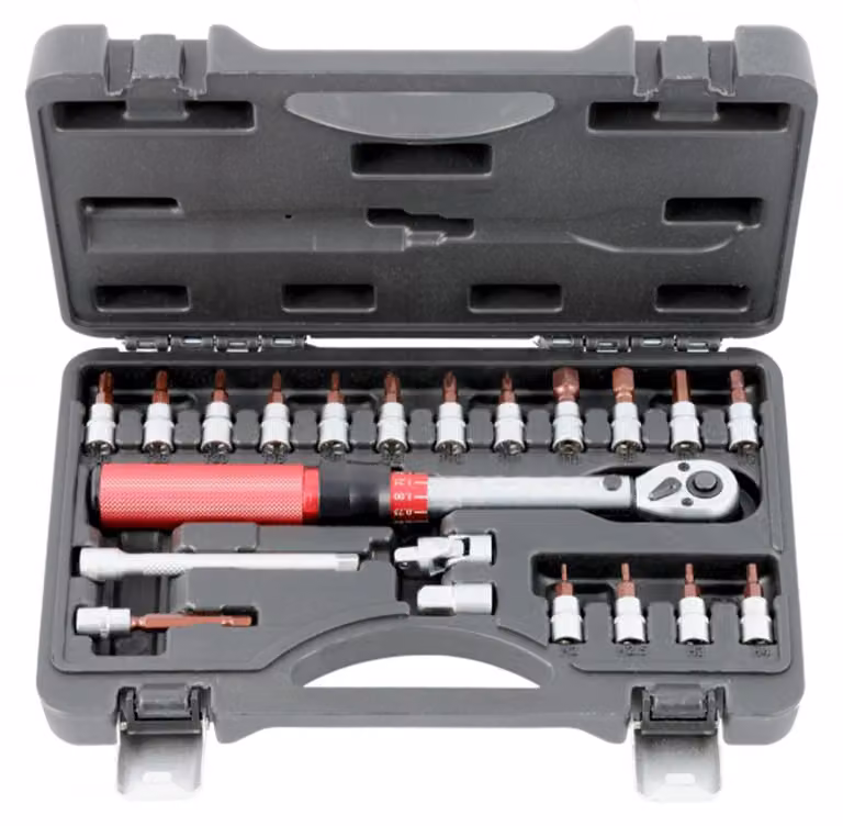 Set chiavi dinamometriche bici/moto 1/4'', 5~25 Nm, kit da 21 pezzi di punte esagonali e Torx, professionali regolabili, portatile per bicicletta, auto
