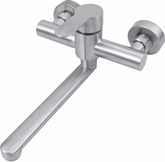 Rubinetto da cucina orientabile a 360 gradi con montaggio a parete - Rubinetto in acciaio con maniglia - Altezza totale 120 mm - Ideale per la cucina