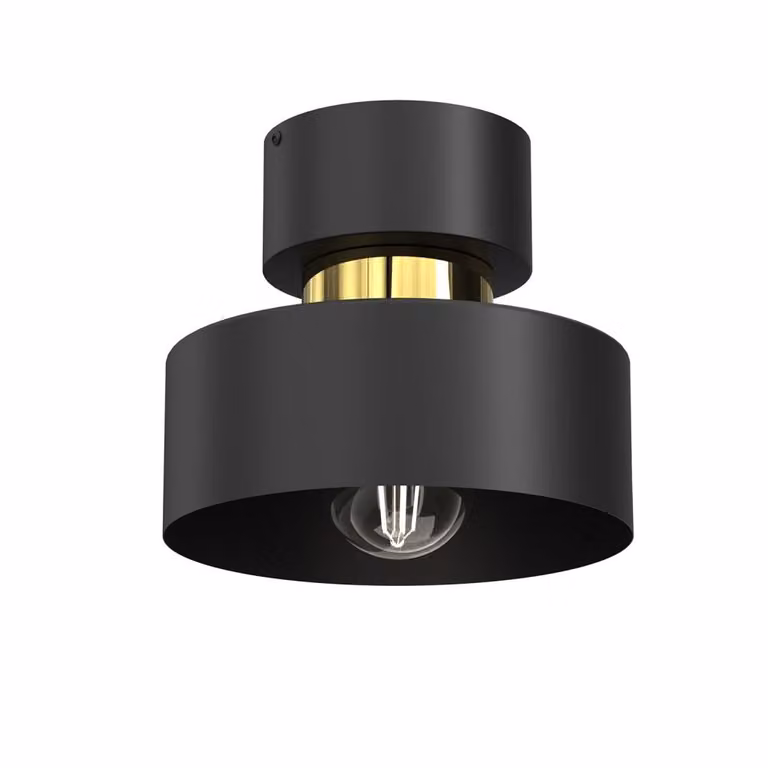 Lampada da soffitto circolare nera con elemento di lucentezza dorato Marti 1xE27 15W Luminex